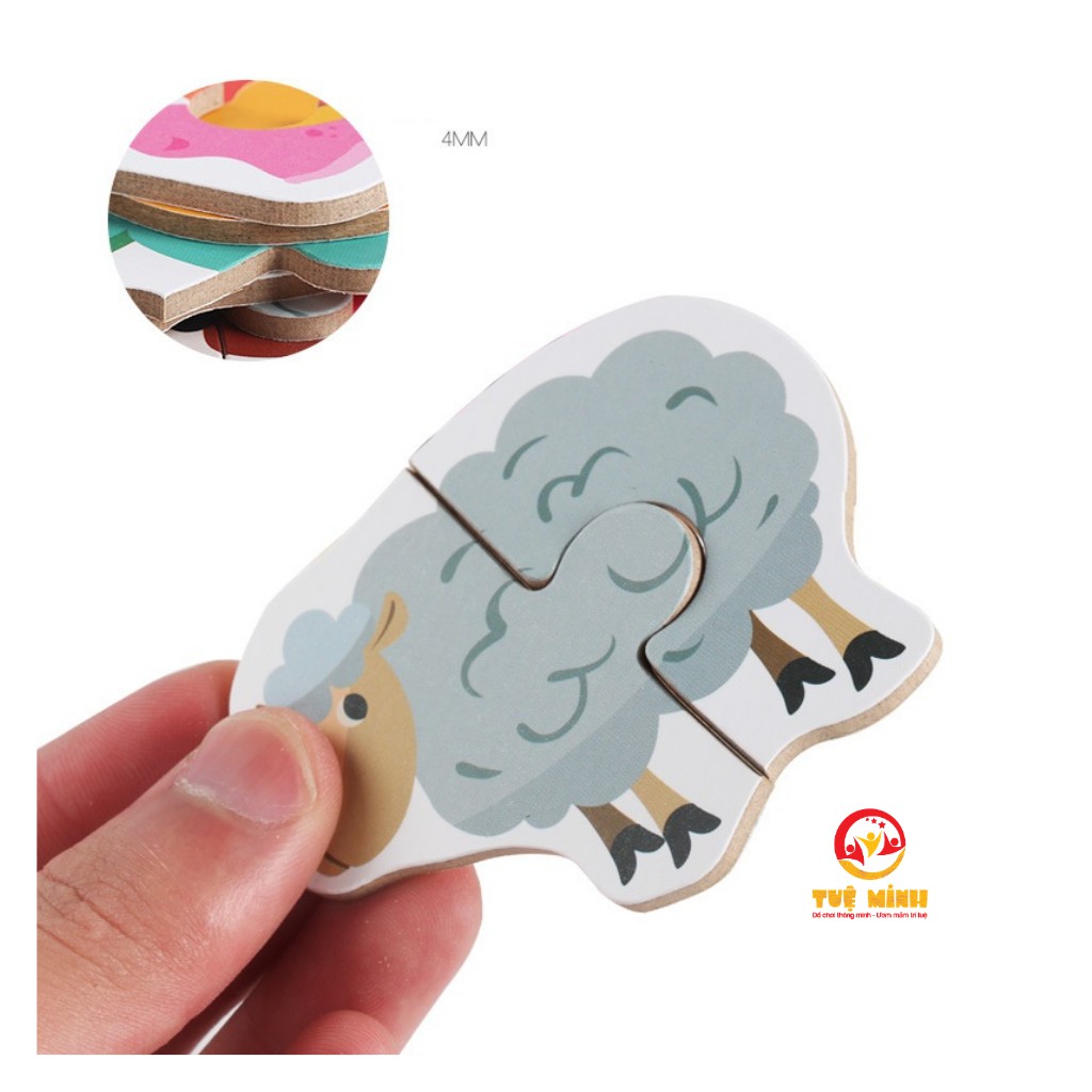 [Mã LIFETOYS1 giảm 30K đơn 99K] Xếp Hình 2 Mảnh Ghép Bằng Gỗ Tuệ Minh Có Hộp Đựng Theo Chủ Đề Cho Bé Từ 2 Đến 3 Tuổi