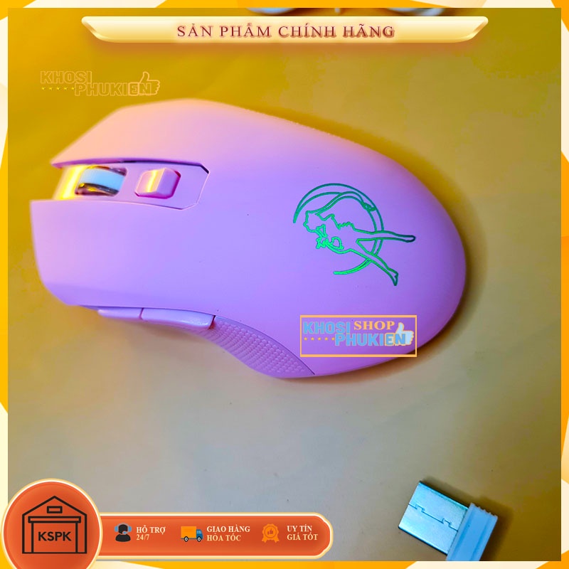 Chuột không dây màu hồng - sử dụng pin sạc Cực xịn - Siêu cute Dành cho máy tính Laptop KSPK