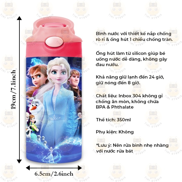 Bình Giữ Nhiệt Cho Bé Hình Nữ Hoàng Băng Giá - Tỉ Mỉ Studio - Mã 2808KT02