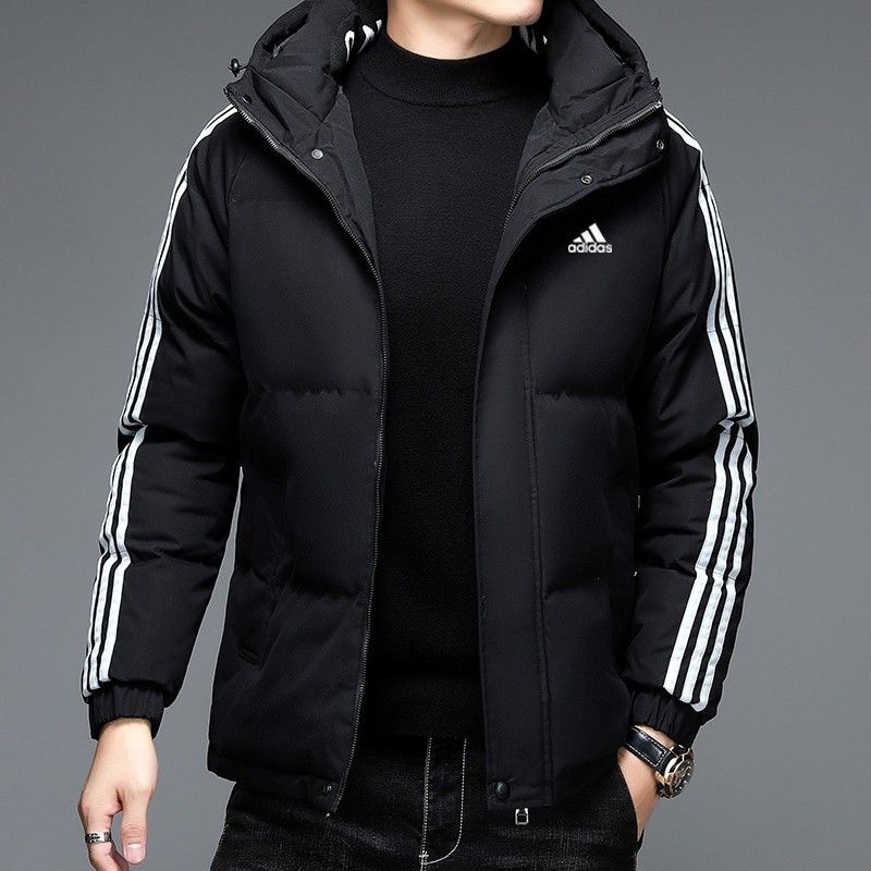 Áo Khoác Phao Adidas 100% Kẻ Sọc Có Mũ Trùm Thời Trang Mùa Đông Cho Nam Và Nữ