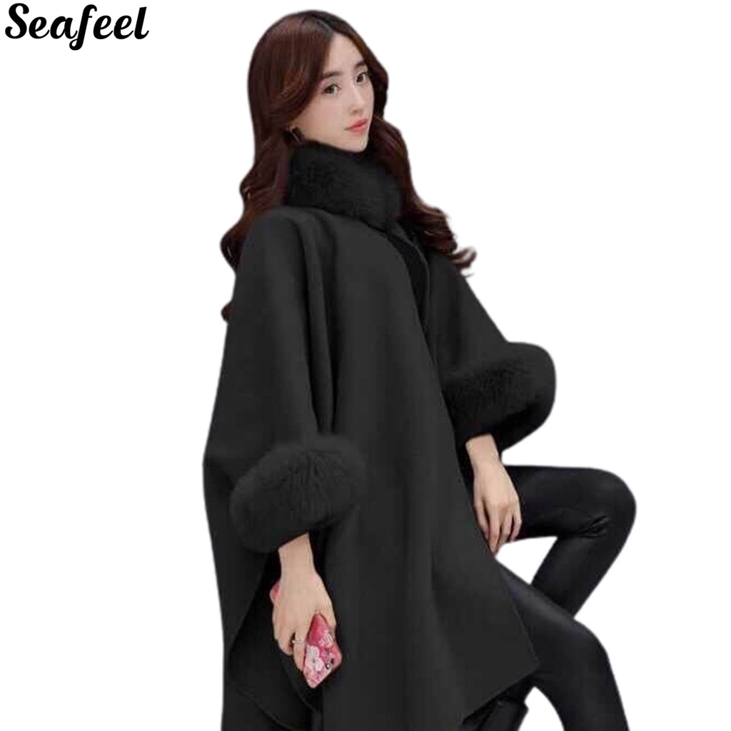 Áo choàng Poncho dáng dài chất liệu dày dặn giữ ấm thời trang cho nữ
 | BigBuy360 - bigbuy360.vn