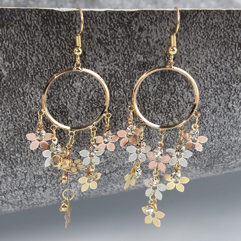 Đôi Bông Tai Dáng Rơi Họa Tiết Hoa Thời Trang Cho Nữ