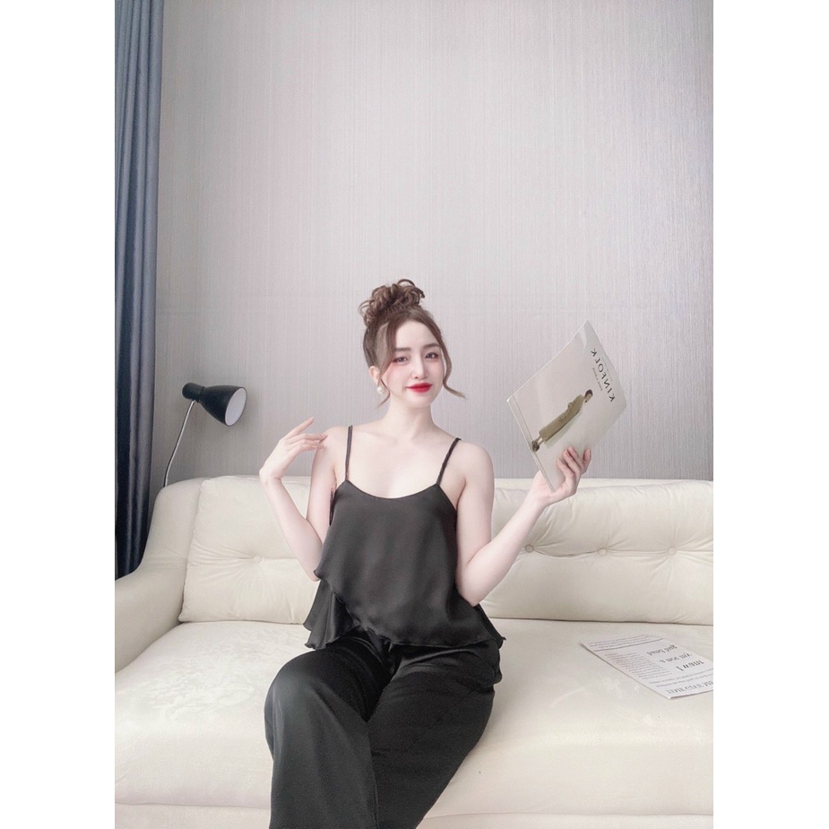 Đồ Bộ Nữ Đồ Ngủ Lụa Cao Cấp⚡FREESHIP⚡  Đồ Lụa Mặc Nhà , Bộ 2 Dây Tầng Quần Dài Gợi Cảm Sang Chảnh. | BigBuy360 - bigbuy360.vn