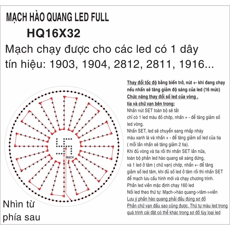 Mạch hào quang full color 16x32 tự chọn