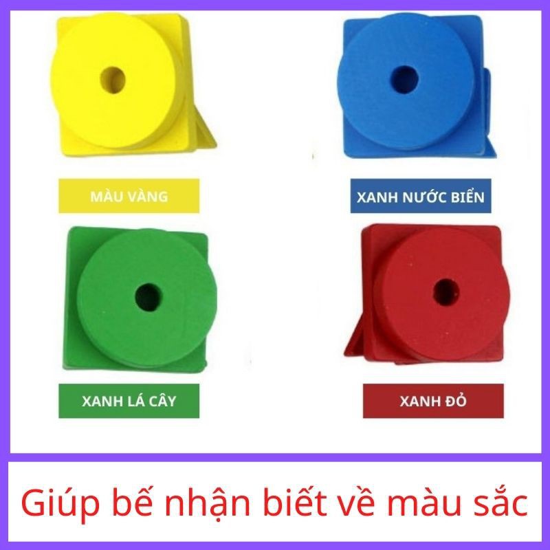 Đồ Chơi Thả 4 Cọc Hình Khối Bằng Gỗ Cho Bé Phát Triển Trí Tuệ (Giáo Dục Sớm - An toàn - Thông minh)