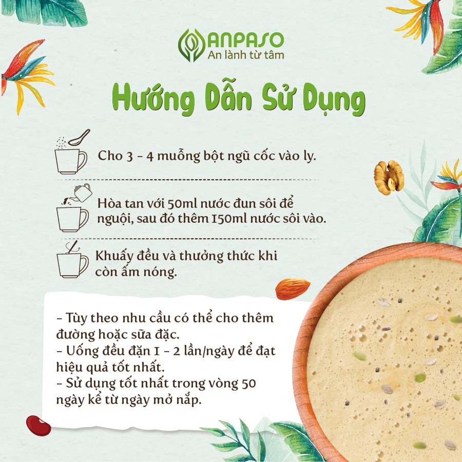 Ngũ cốc bà bầu Anpaso dành cho mẹ bầu bổ sung dưỡng chất hoàn hảo cho mẹ và bé, thơm ngon, dễ uống Hộp 500g