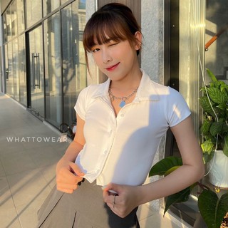 Áo polo croptop hàng nút tay ngắn dễ thương