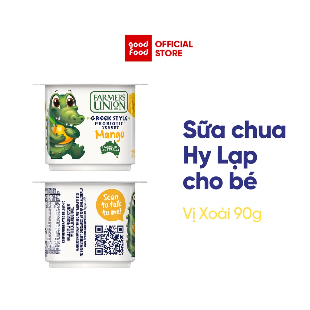 Lốc 4 hộp Sữa chua Hy Lạp Farmers Union vị xoài - Farmers Union Greek Style Yogurt Mango | 90g/hộp