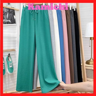 Quần Ống Rộng Suông Nữ Nỉ Tổ Ong Cạp Chun Có Dây Rút Mã 604 Thời Trang Kamichi