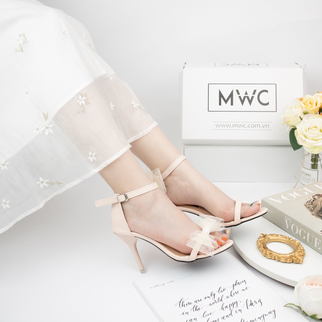 Giày Sandal Cao Gót MWC Đế Nhọn 9CM Đính Nơ Thanh Lịch NUCG - 3903