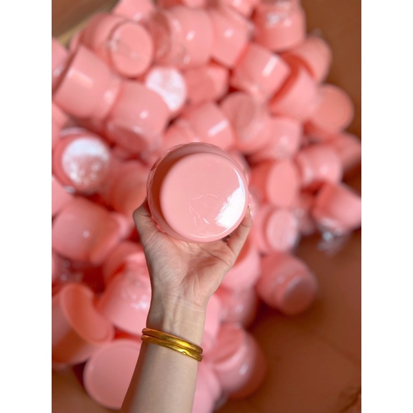 hủ nhựa đựng kem 150g hình bầu tròn màu hồng phấn