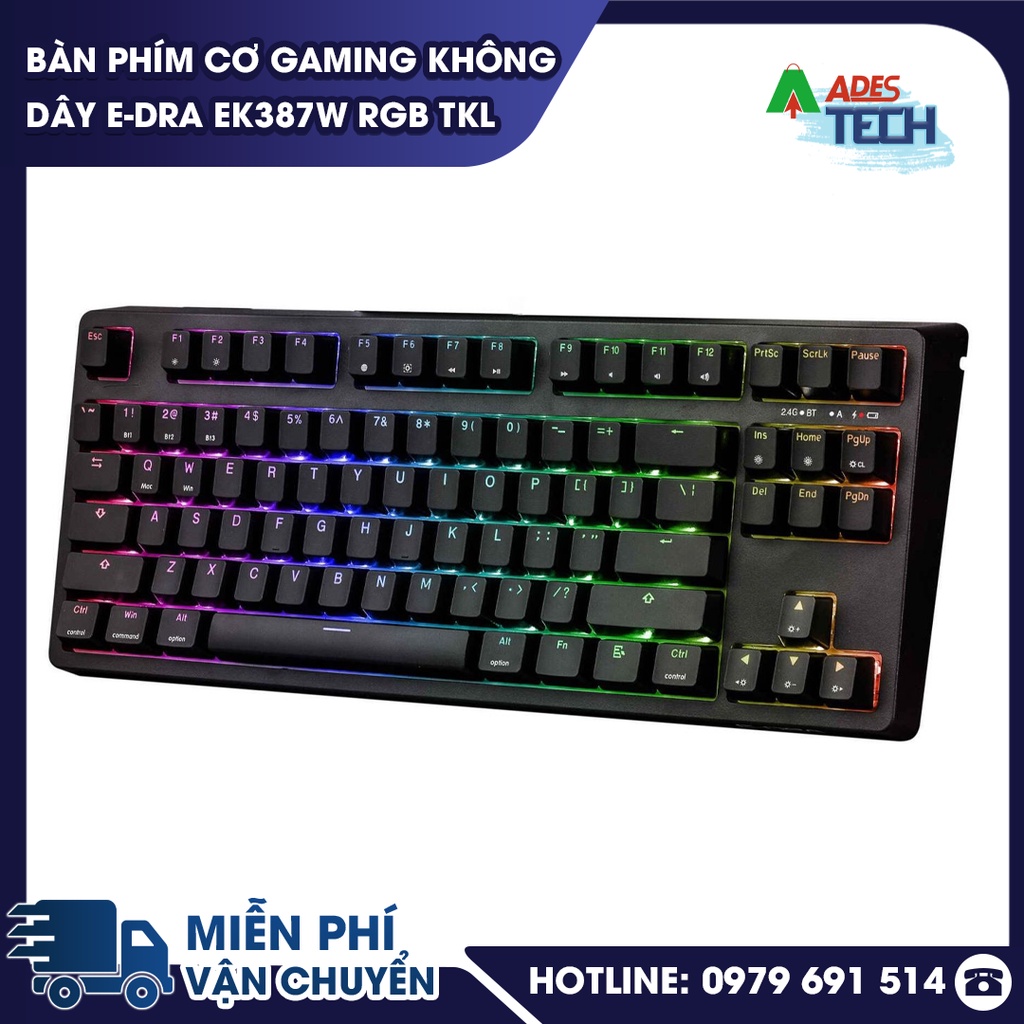 Bàn phím cơ Gaming không dây EDRA EK387W RGB TKL Bảo hành 24 tháng