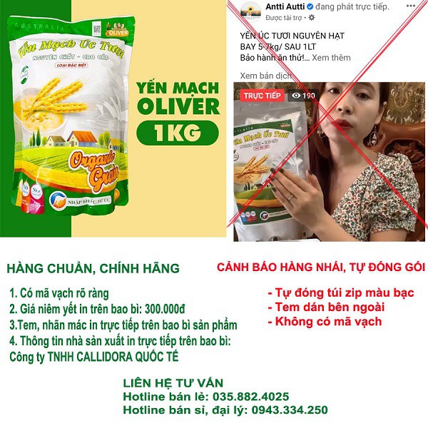 YẾN MẠCH ÚC TƯƠI OLIVER 1KG, yến mạch nguyên chất giảm cân ăn liền chính hãng- YMO