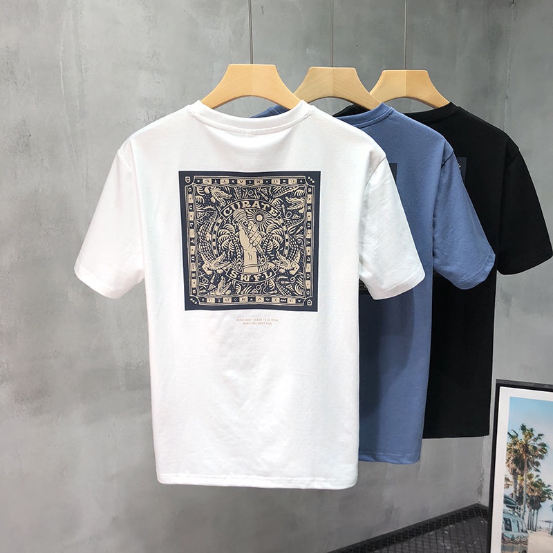 Áo Thun Tay Ngắn Chất Liệu 100% Cotton Thoáng Khí Thấm Hút Mồ Hôi Phong Cách Hàn Quốc Cho Nam