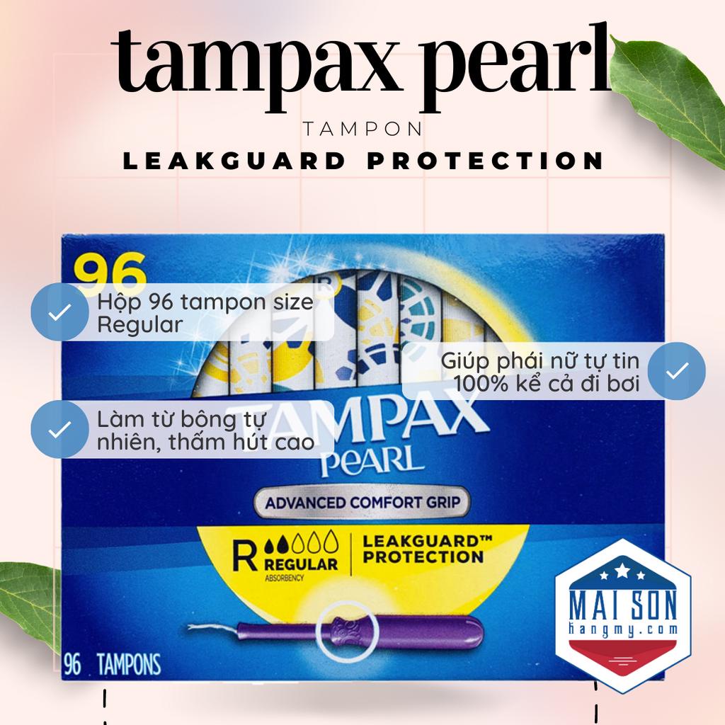 TAMPON CÓ THANH ĐẨY TAMPAX PEARL - Hàng Nhập USA Chính Hãng