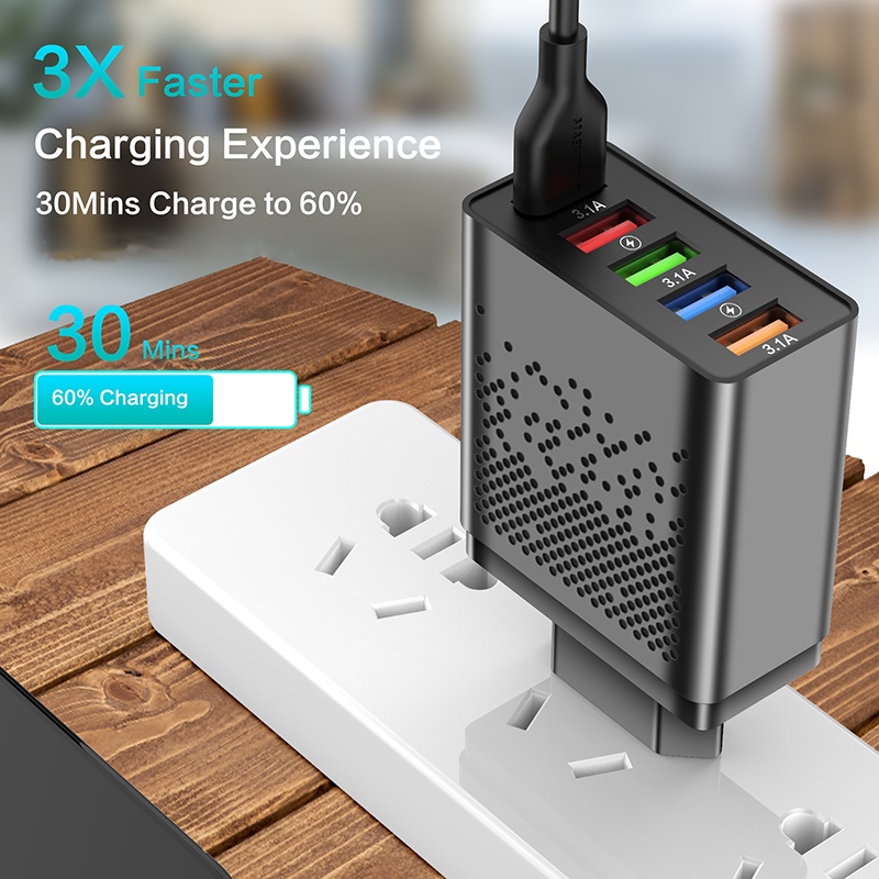 Củ Sạc Nhanh Với 5 Cổng USB Và 48W