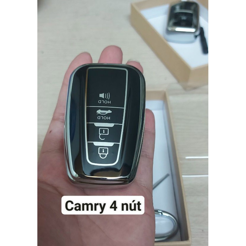 Ốp Chìa Khóa Silicoll tráng gương CAMRY 2019 2020 2021 - kèm móc đeo chìa chìa 4 nút