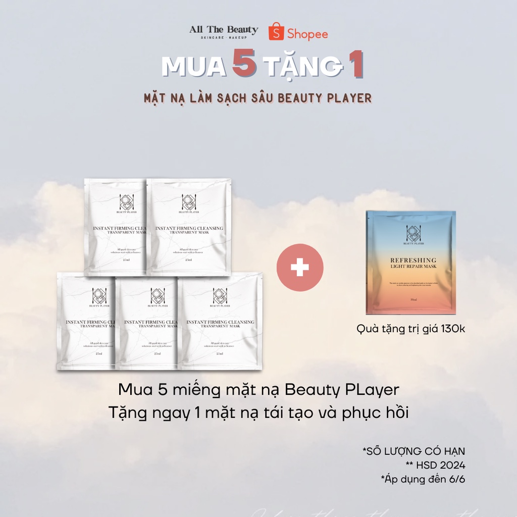 [HOT] Mặt nạ làm sạch da, sáng tự nhiên Beauty Player (Trắng)