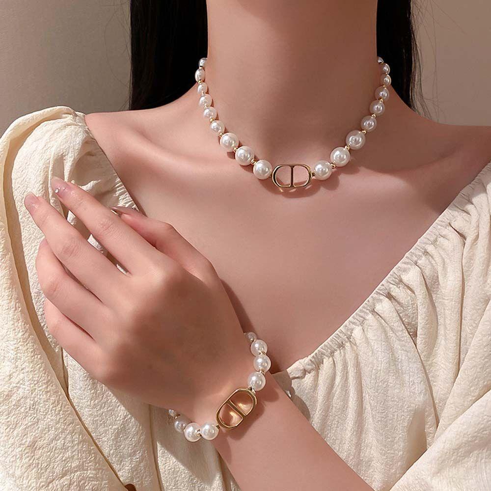 Dwayne Vòng cổ Hợp Kim Mặt Chữ DD Và Bông Tai Phong Cách Hàn Quốc Tối Giản Ngọt Ngào Cho Nữ