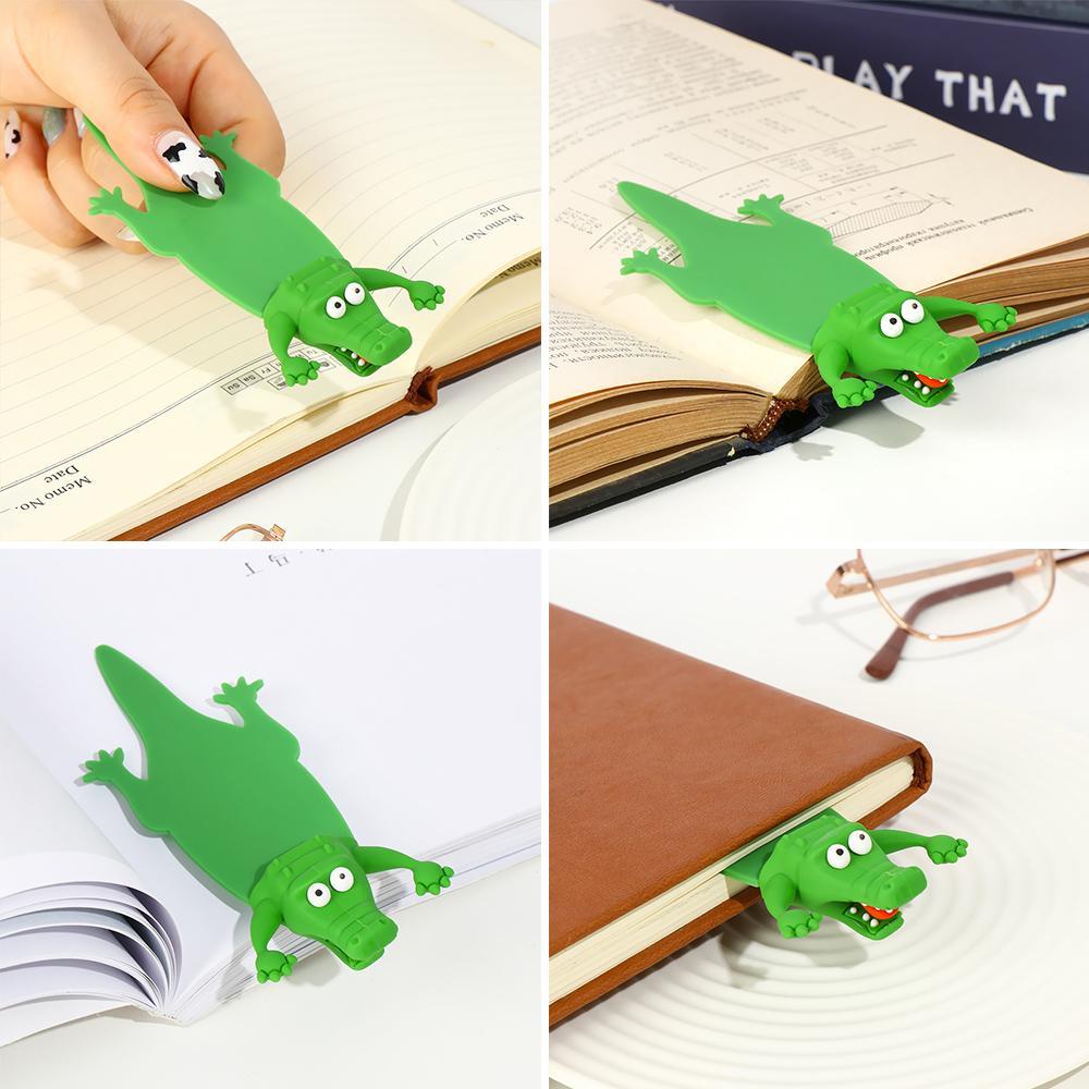 PINEVN Thẻ Đánh Dấu Trang Sách 3D Hình Cá Sấu Đáng Yêu