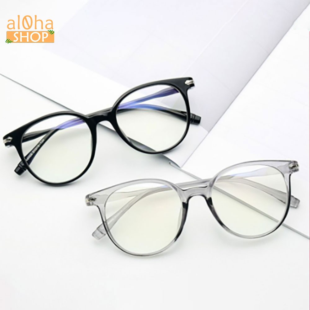 Mắt kính thời trang chống tia bức xạ UV, chống bụi gọng nhựa tròn K012 unisex nam nữ style giả cận, phong cách tri thức