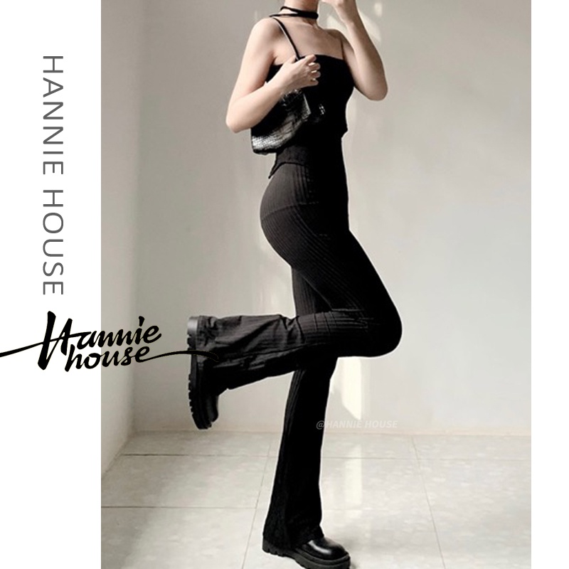 Quần Dài Ống Loe Lưng Cao Màu Trơn Gợi Cảm Cho Nữ