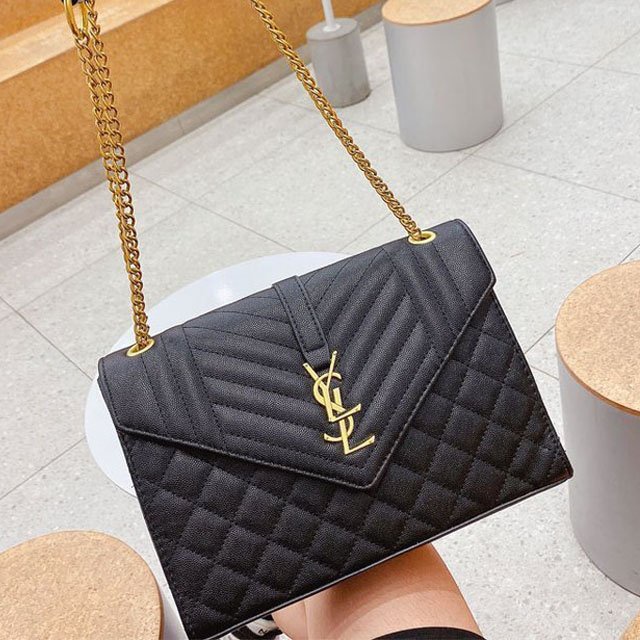 Túi đeo chéo đeo vai nữ công sở nắp gập dáng phong bì phối dây xích sang trọng