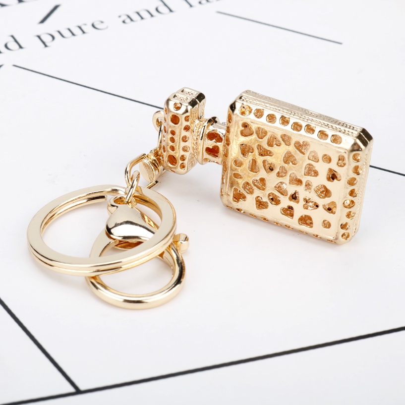 Móc khóa QIHE JEWELRY hình chai nước hoa pha lê sang trọng thích hợp làm quà cho bạn bè