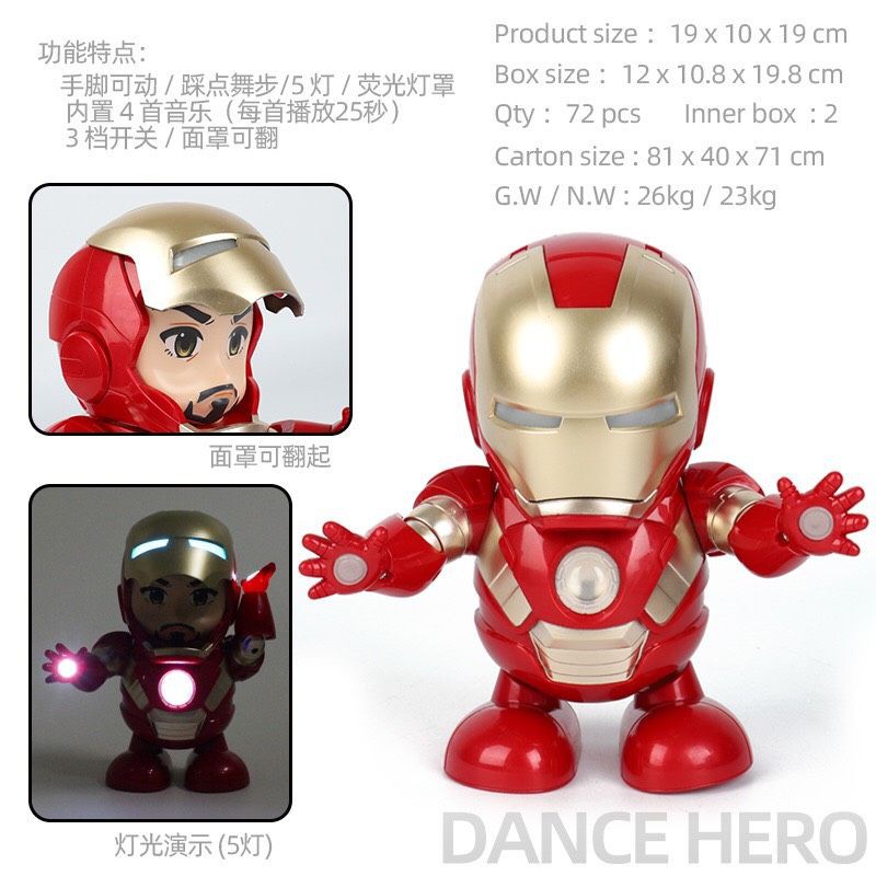 Đồ chơi Iron man nhảy múa có tay cầm trung thu