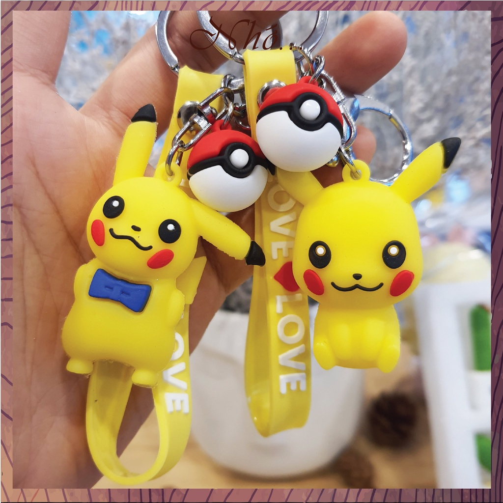 Móc Khóa Hoạt Hình Pikachu Kèm Dây Cao Su phong cách xì tin, quà tặng dịp lễ Nhớ Gift Shop