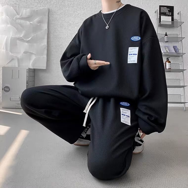 Set Áo Quần Màu Trơn đồ bộ nam Phong Cách Hàn Quốc bộ thể thao nữ Mới thời trang bộ quần áo nam Nữ