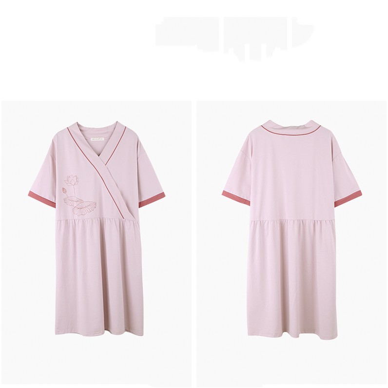Đầm bầu dáng rộng hoa sen bamboo cotton dệt kim cao cấp Snugg SNU2069