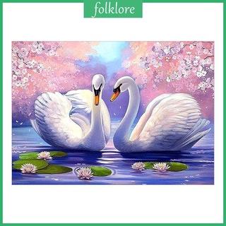 Bộ tranh đính đá 5D DIY hình đôi thiên nga trắng độc đáo trang trí tường