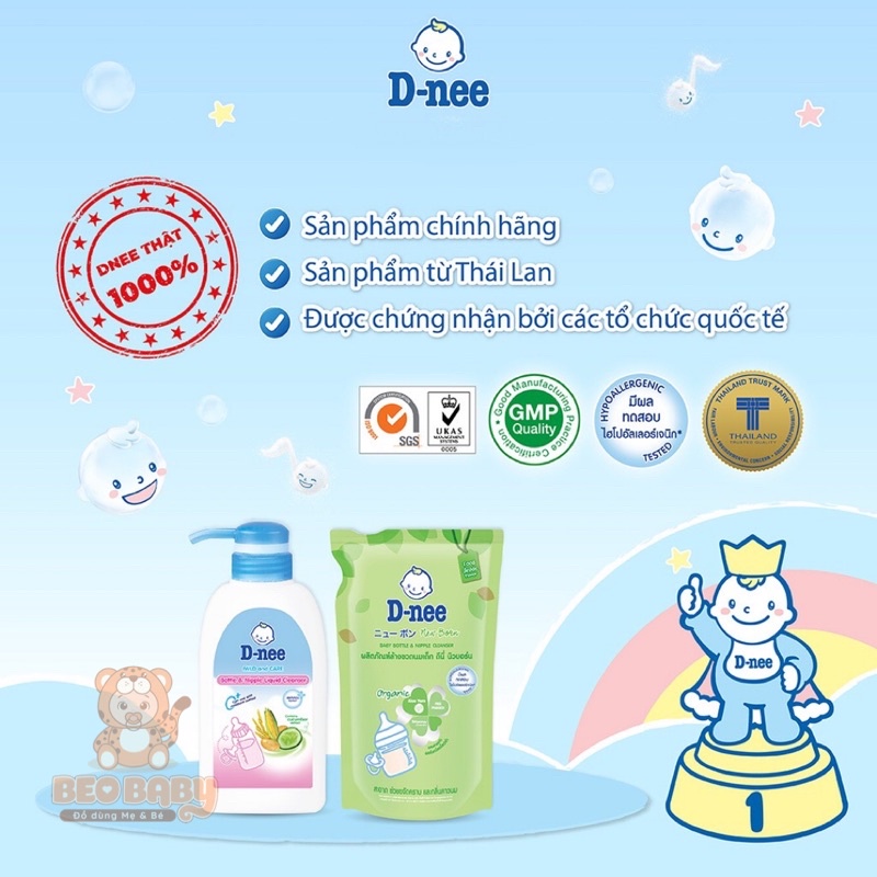 Nước Rửa Bình Sữa Dnee - Dung Dịch Rửa Bình Sữa Và Trái Cây D-nee Chai 500ml Túi 600ml