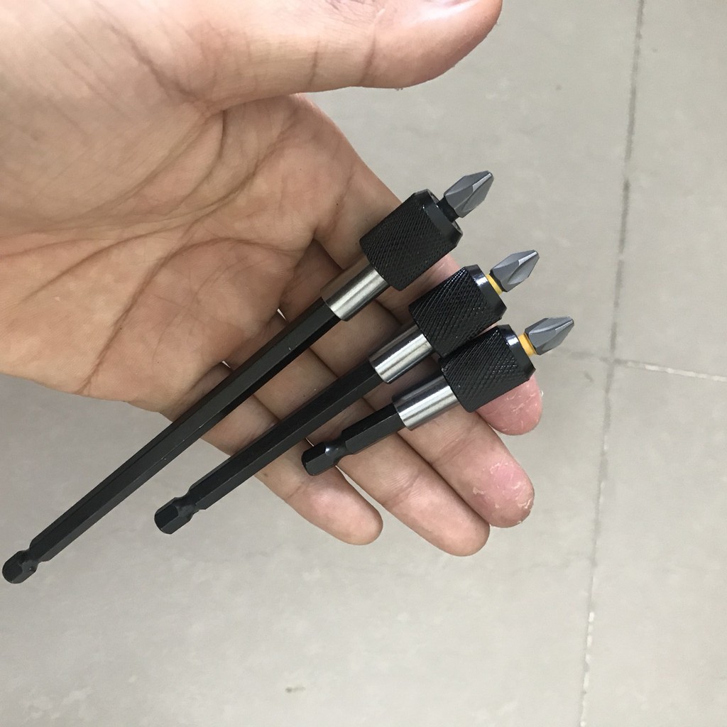 Bộ 3 đầu nối lục giác - đầu nối dài mũi vít mũi khoan có khóa tặng kèm đầu vít PH2
