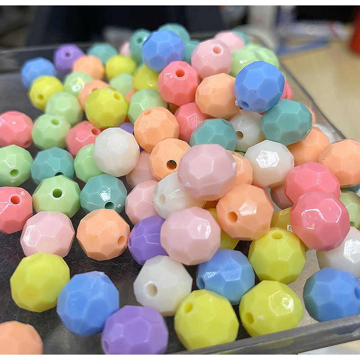 Set 30 Hạt Tròn Cắt Mặt Trang Sức 10mm 32 Màu