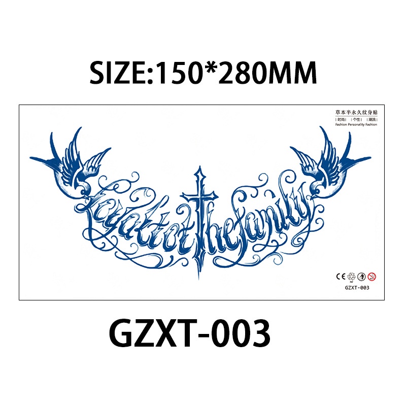 Miếng Dán Hình Xăm Tạm Thời Chống Nước Chống Mồ Hôi 15 Ngày GZXT-01-40