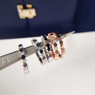 Nhẫn Mạ Bạc/Vàng Hình Lục Giác Đính Kim Cương Thời Trang Cho Nữ