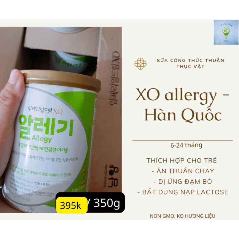 Sữa công thức XO thực vật cho bé dị ứng sữa bò, bdn 350g