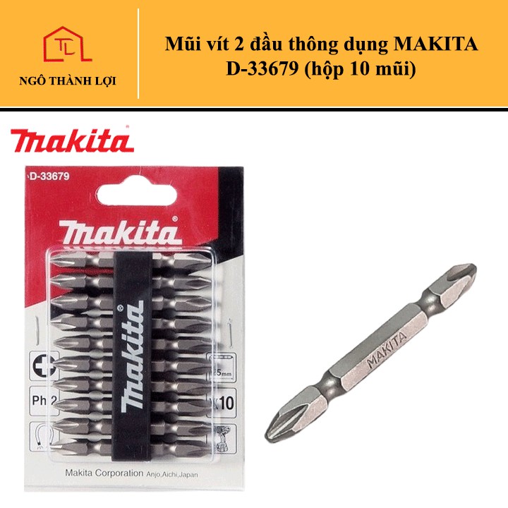 Mũi vít 2 đầu thông dụng MAKITA D-33679 (bộ 10 mũi)