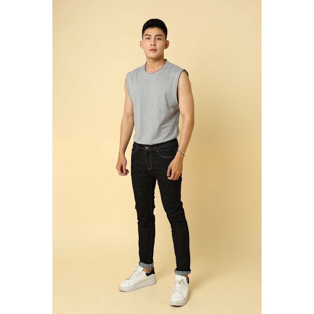 Áo thun tanktop nam AKUBA cổ tròn form oversize, chất liệu single cotton 100% sợi tự nhiên thoáng mát  01J553