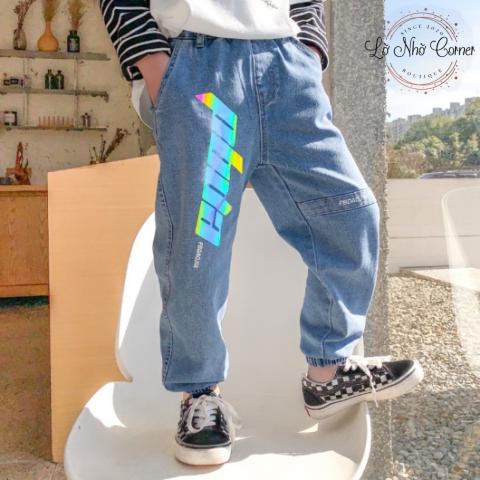 Quần jean jogger bò bé trai gái thời trang phong cách hàn quốc phản quang size đại 3/4/5/6/7/8/9/10/11/12 tuổi 14-50kg
