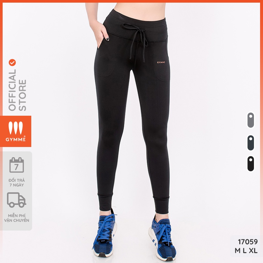 Quần dài thể thao - tập gym yoga GYMME cạp chun có dây rút bụng - 17059