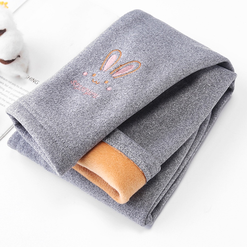 Quần legging bé gái nỉ lót lông size đại hình thỏ giữ ấm cho trẻ JIMADO SA588
