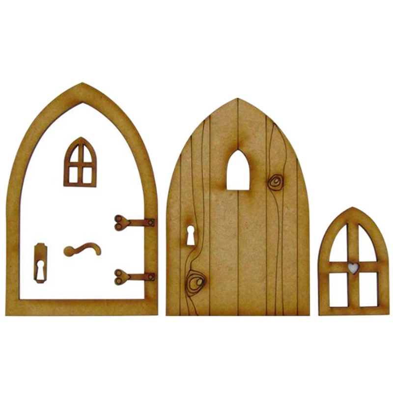 [xingflyVN]DIY Wooden Fairy Door Craft Kit Christmas Door Decoration Dollhouse Accessories