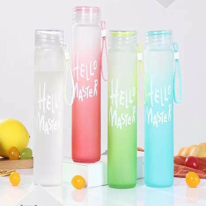 bình nước thủy tinh hello master 480 ml