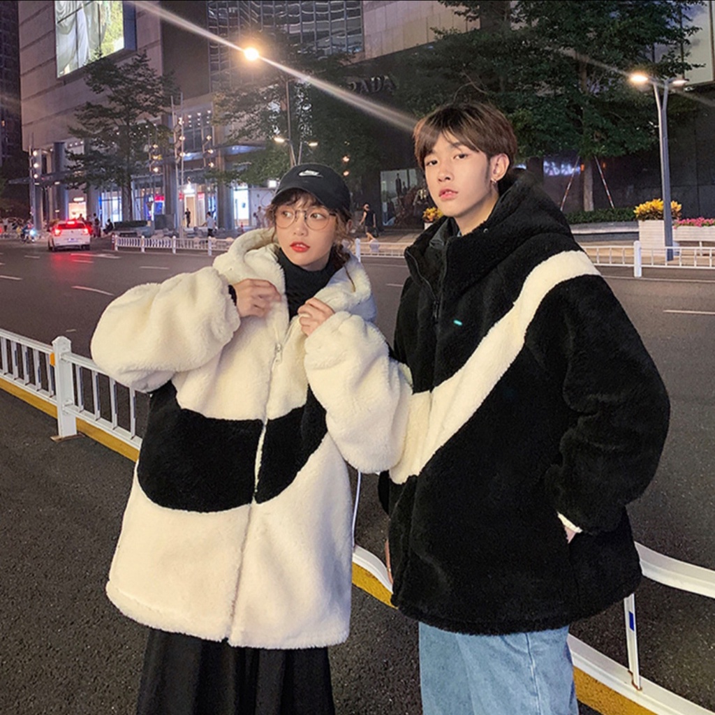 Áo Khoác Lông Dấu Phẩy ❤ Áo Hoodie Lông Cừu Dày Dặn Dáng Rộng Nam Nữ NVA171