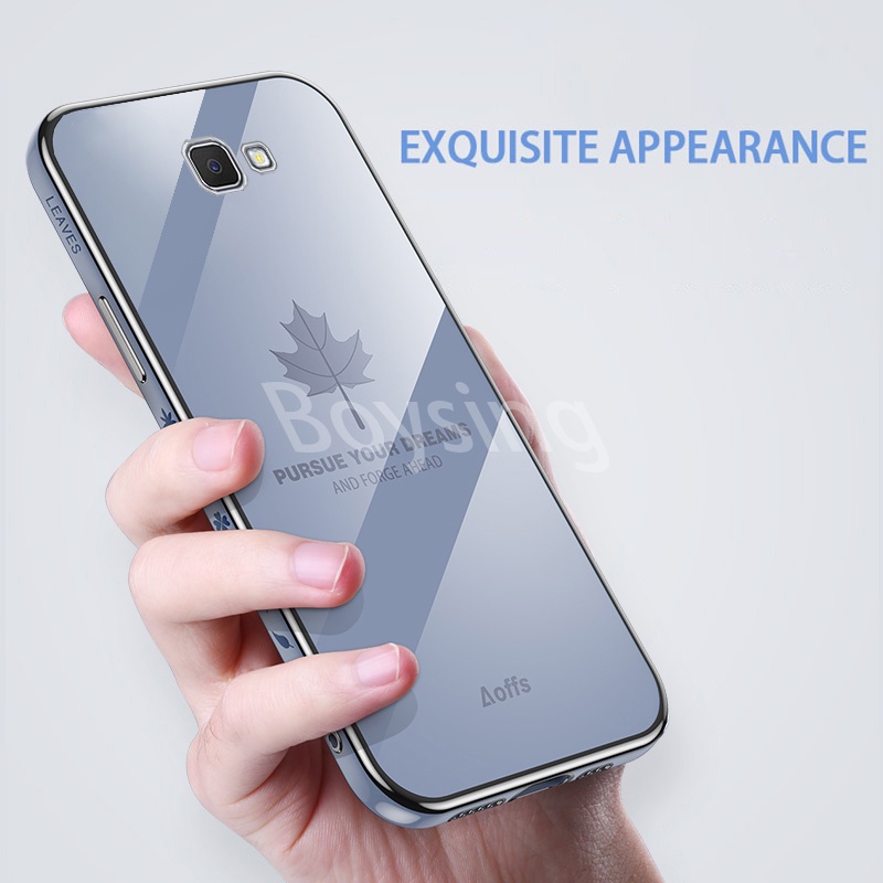 Ốp Lưng Mạ Điện Hình Lá Phong Cho Samsung J4 / J6 Plus / J2 / J7 / J5 Prime Edge