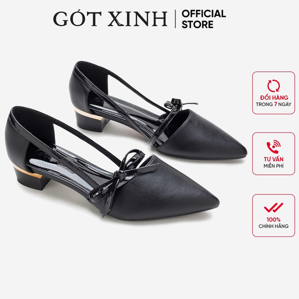 Giày cao gót bít mũi GÓT XINH GX035 da mềm đế vuông cao 3 phân