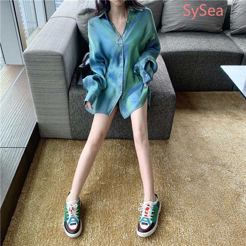 Áo sơ mi tay dài dáng rộng chống nắng thời trang mùa hè trẻ trung cho nữ